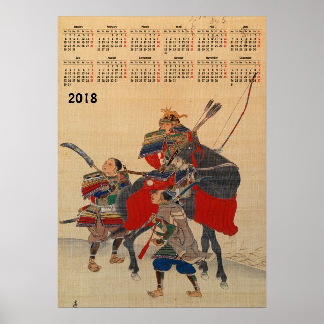 2018 Kalender Japanisch Samurai Poster (Vorne)