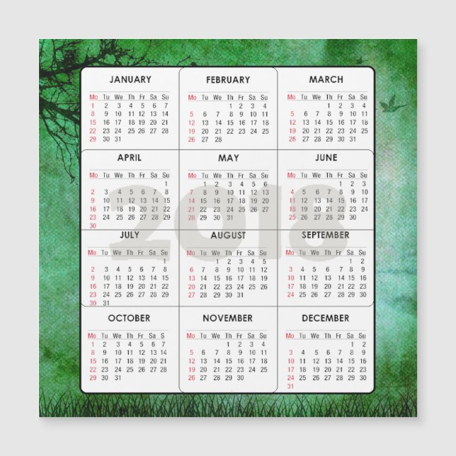 2018 Kalender-quadratisches magnetisches Magnetkarte (Vorderseite)