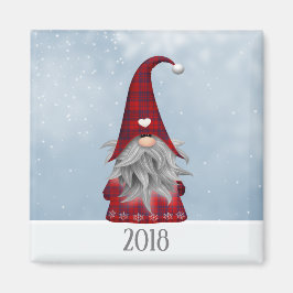 2018 Karierter Weihnachtsgnome in Red & Black Buff Magnet