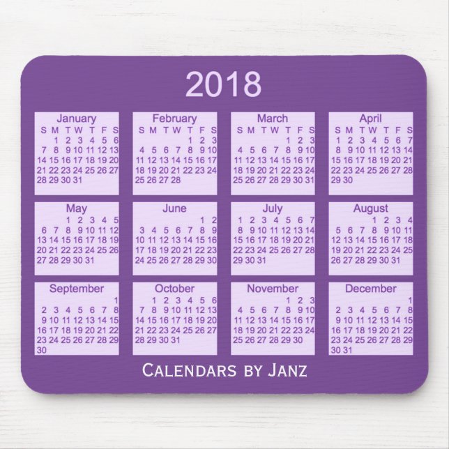 2018 lila eingepackter Kalender durch Janz Mousepad (Vorne)