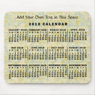 2018 Monatlicher Kalender Alte Karte Personalisier Mousepad