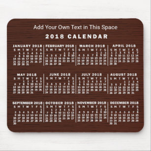 2018 Monatlicher Kalender Holzkörner - eigener Tex Mousepad