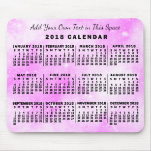 2018 Monatlicher Kalender Rosa Wasserfarbe Maßgesc Mousepad