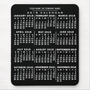 2018 Monatlicher Kalender Schwarz-weißer Individue Mousepad