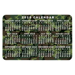 2018 Monatskalender Camouflage Camouflage Grün Magnet