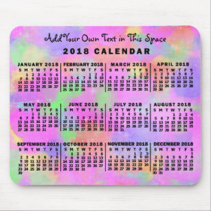 2018 Monatskalender Regenbogen der Malerei Custom Mousepad