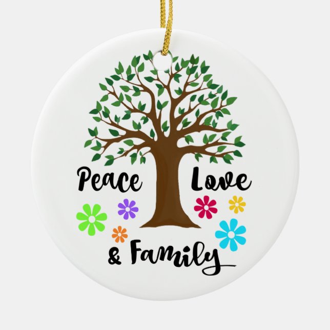 2018 Peace Liebe Family Tree Wiedersehen Weihnacht Keramikornament (Vorne)