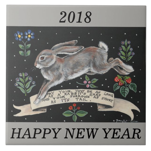 2018 Personalisiertes Rabbit Hare Wunsches Tile Fliese (Vorderseite)