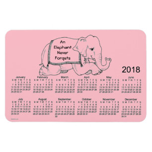 2018 Rosa Elefantenkalender von Janz 4x6 Magnet