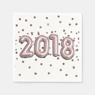 2018 Roségoldene Luftballons & Folienkonfetti Punk Serviette