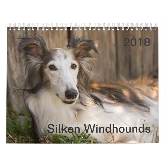 2018 seidenes Windhounds (Stützen) Kalender (Titelbild)