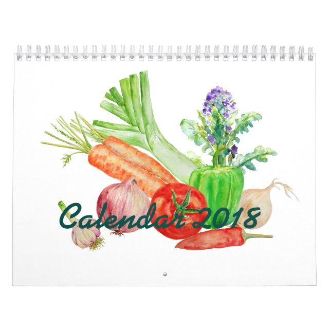 2018 zwei Seiten-Kalender-Aquarell-Gemüse Kalender (Titelbild)