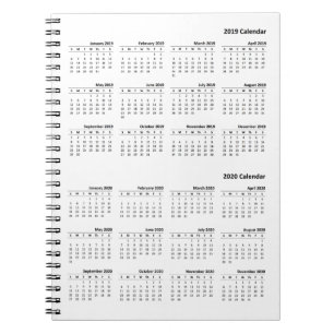 2019-2020 Kalender-Abdeckungs-Notizbuch Notizblock