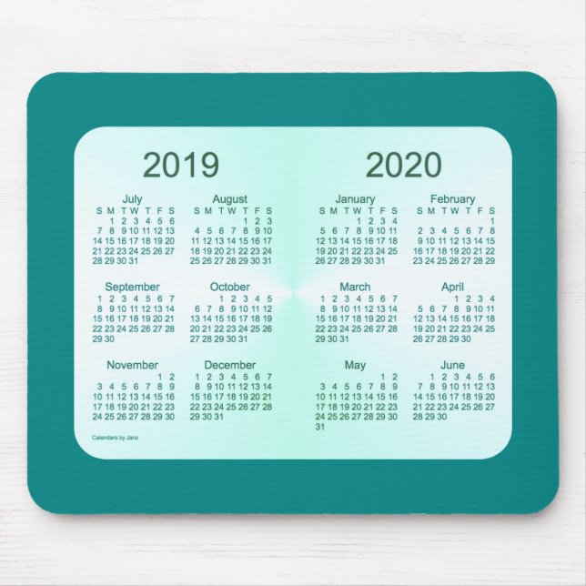2019-2020 Schuljahr-aquamariner Kalender durch Mousepad (Vorne)