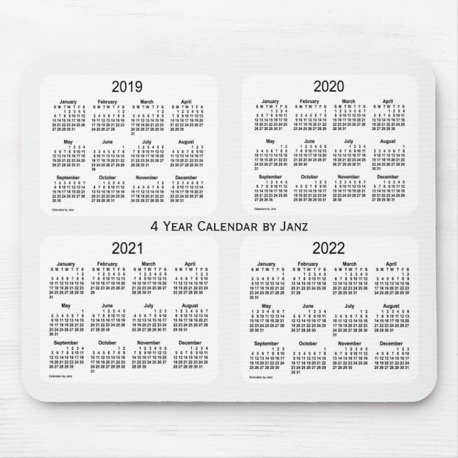 2019-2022 Weißes Rauchen - 4-Jahres-Kalender von J Mousepad (Vorne)