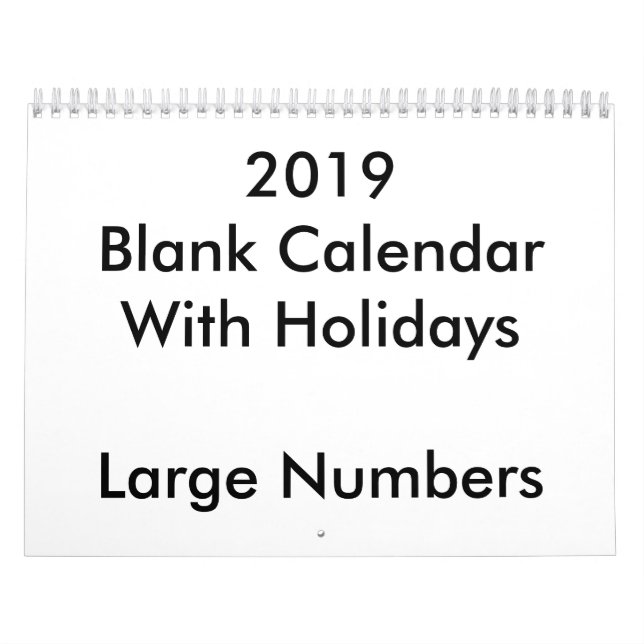 2019 Blanker Kalender mit großen Feiertagen (Titelbild)