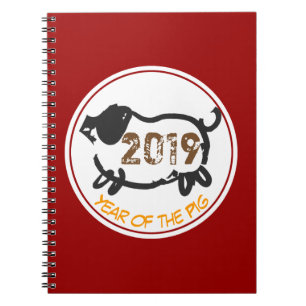 2019 Chinesisches Jahr der Schweinegrippe-Notebook Notizblock