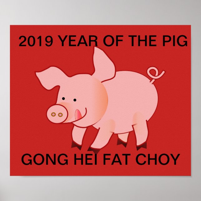 2019 CHINESISCHES NEUES JAHR DES SCHWEINS POSTER (Vorne)