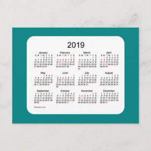2019 Feiertagskalender von Janz Teal Postkarte
