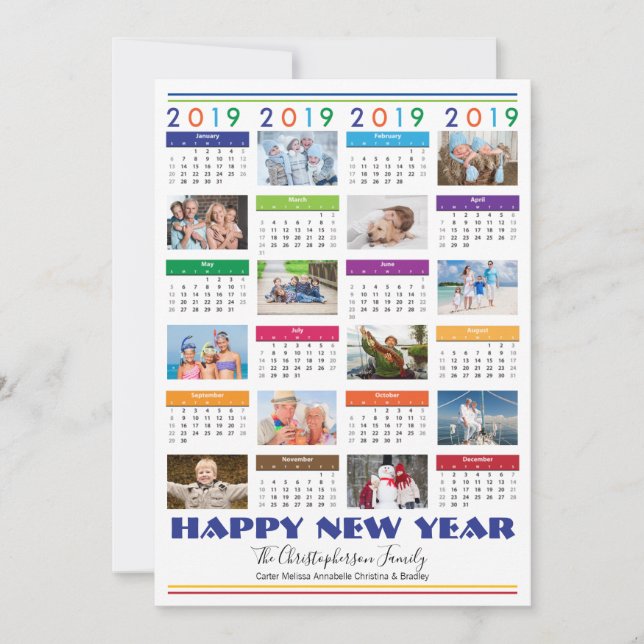 2019 Foto Collage HAPPY NEW YEAR Urlaub (Vorderseite)