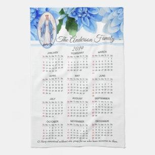 2019 gesegneter Jungfrau-Mary-Kalender Geschirrtuch