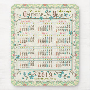 2019 Jahrgangskalender Viktorianisch Jugendstil Z Mousepad