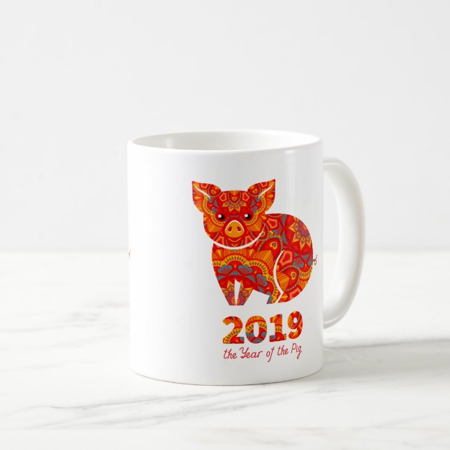 2019-jährig vom SCHWEIN Kaffeetasse (VorderseiteRechts)