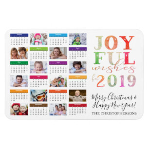 2019 Kalender Foto Collage Editable Gruß Magnet