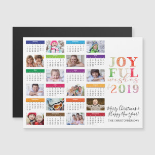 2019 Kalender Foto Collage Editable Gruß Magneteinladung