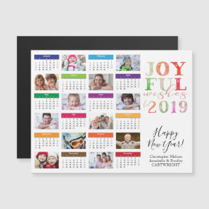 2019 Kalender Foto Collage Happy Neujahr Magneteinladung