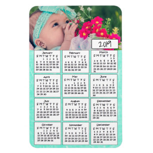 2019 Kalender-personalisierter aquamariner Magnet