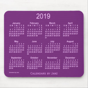 2019 lila Kalender durch Janz Mausunterlage Mousepad