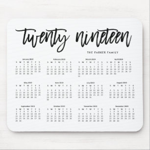 2019 moderne Typografie des Kalender-  Mousepad