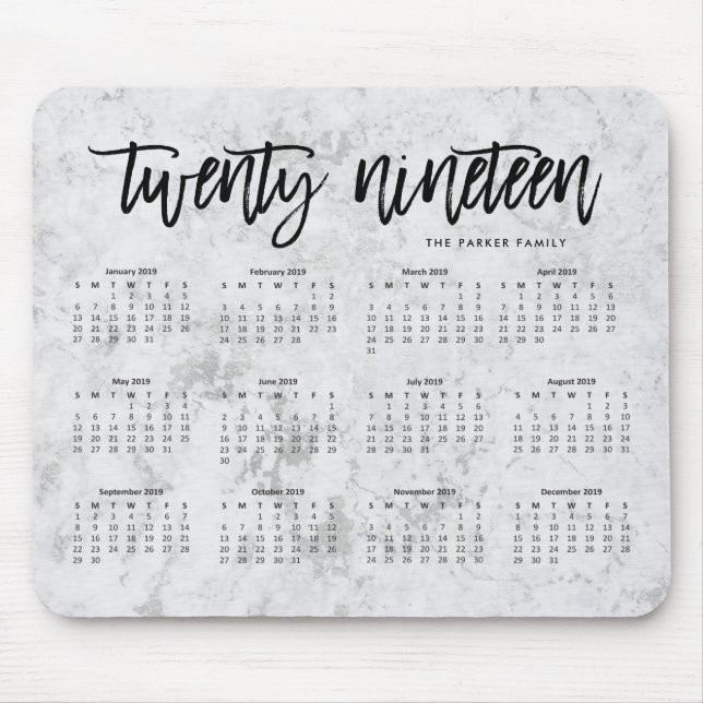 2019 moderne Typografie des Kalender-| und Mousepad (Vorne)