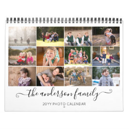 2019 Modernes Rustikales Black Family Script Foto Kalender