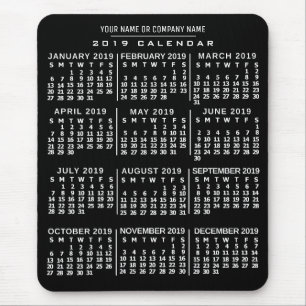 2019 Monatlicher Kalender Schwarz-weißer Individue Mousepad