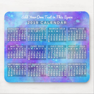 2019 Monatskalender Blaue Aquarellsteine Mousepad