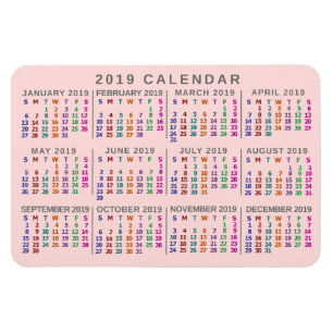 2019 Monatskalender Rosa Farbe rot Magnet