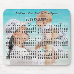 2019 Monatskalender Schwarzer Bildtext hinzufügen Mousepad