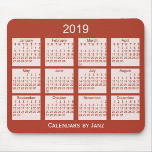 2019 Rot-Kalender durch Janz Mausunterlage Mousepad