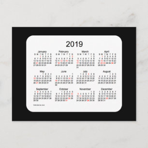 2019 Schwarzer Mini-Holiday-Kalender von Janz Feiertagspostkarte