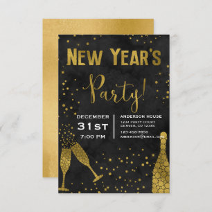 2019 Silvester Party Champagne Brille Einladung