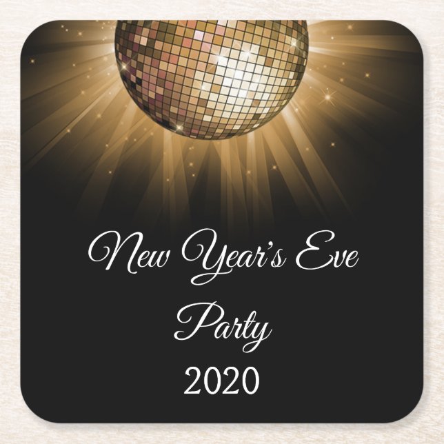 2019 Silvester Party Gold Disco Ball Rechteckiger Pappuntersetzer (Vorderseite)
