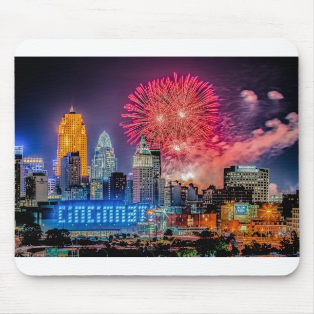 2019 WEBN Feuerwerk Cincinnati Skyline Fotograf Mousepad (Vorne)