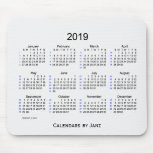 2019 Weiß-Rauch 52 Wochen-Kalender durch Janz Mousepad