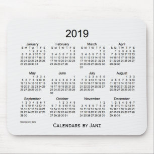 2019 Weiß-Rauch-Kalender durch Janz Mausunterlage Mousepad