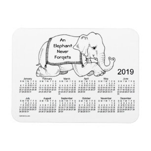 2019 White Elephant Calendar von Janz 3x4 Magnet