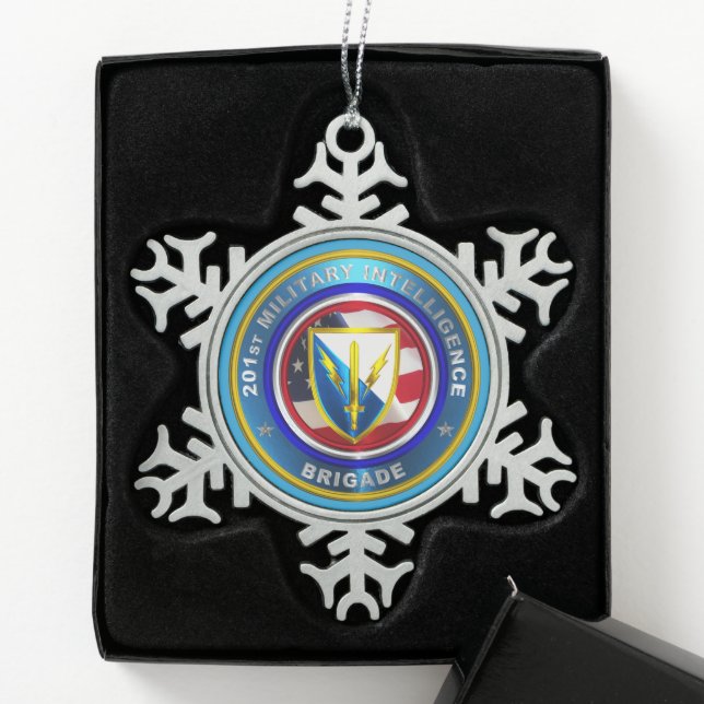 201. Expeditionary Military Intelligence Brigade Schneeflocken Zinn-Ornament (Box)