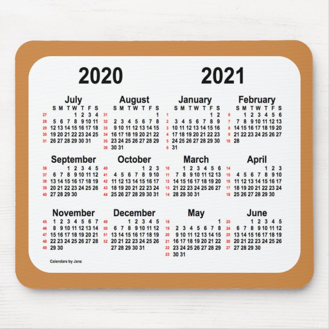 2020-2021 52 Wochen-Kalender durch Janz Peru Gold Mousepad (Vorne)