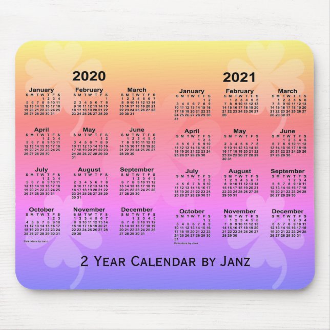 2020-2021 Rainbow Clovers 2 Year Calendar by Janz Mousepad (Vorne)